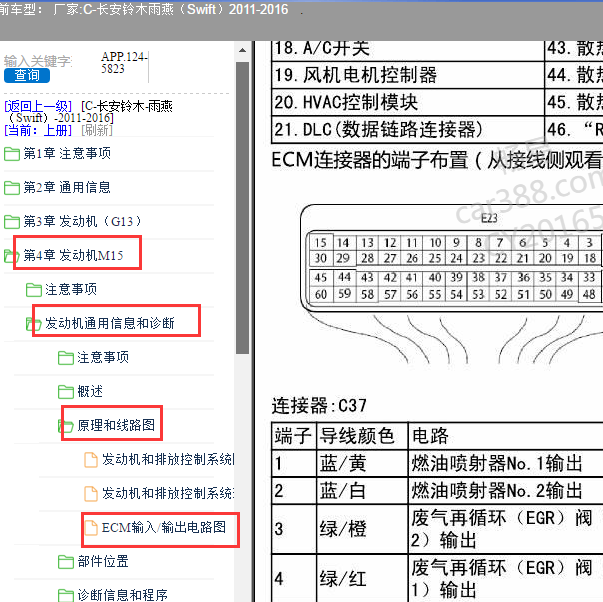 2011年长安铃木雨燕发动机针脚定义