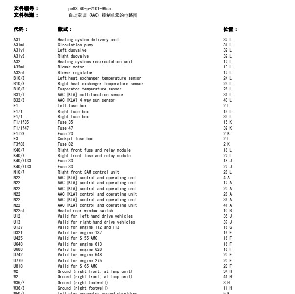 2004年奔驰S350鼓风机控制电路图