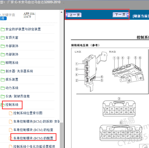 2009年马自达3车身模块针脚