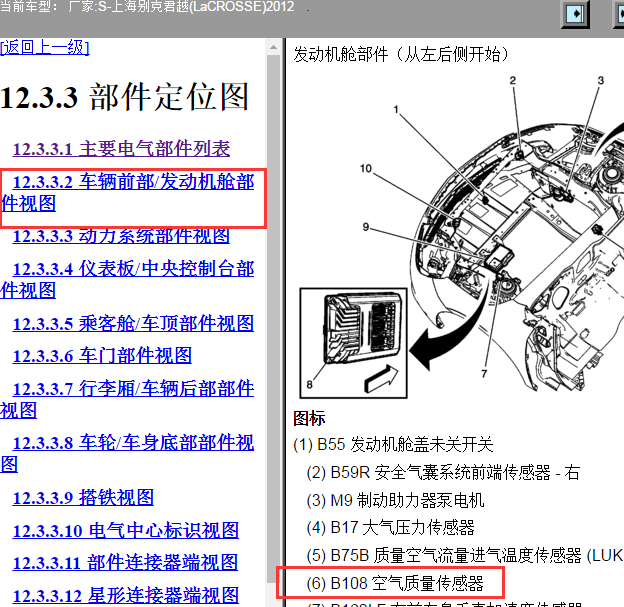 2012年别克君越空调空气质量传感器位置
