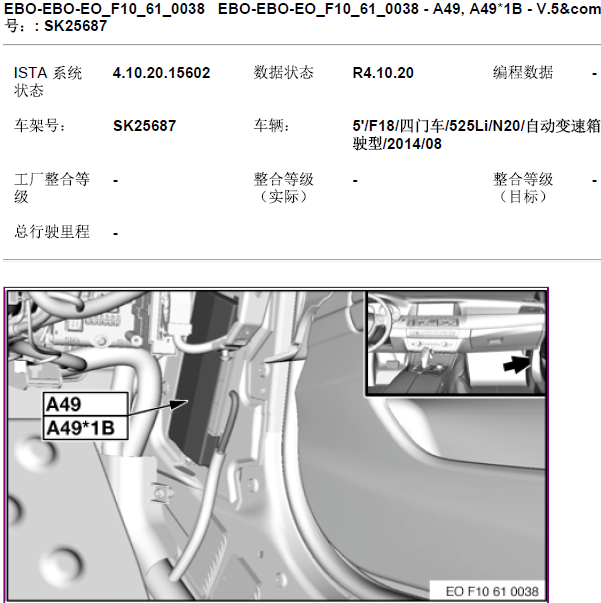 2014年宝马525Li 底盘系统位置