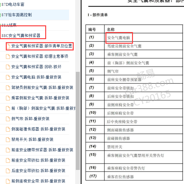 2010-2016年雷诺科雷傲气囊电脑位置