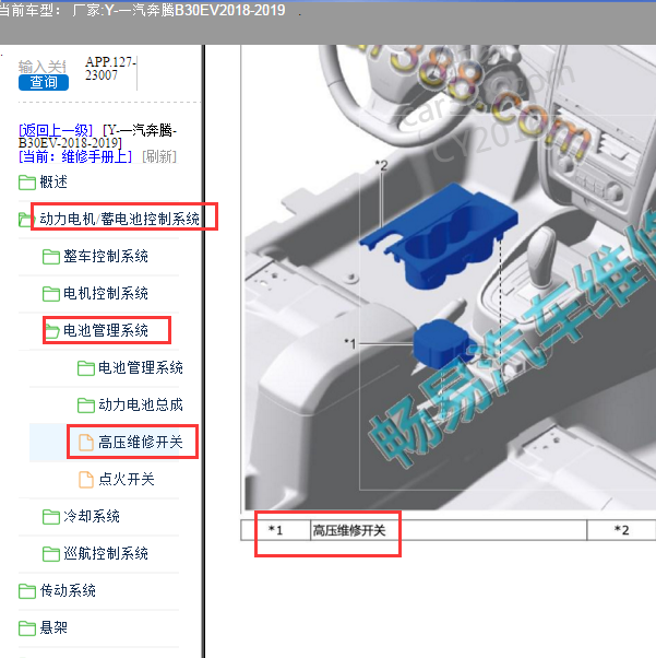 2019年奔腾B30EV高压维修开关位置