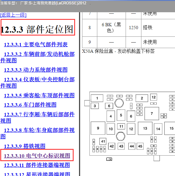 2012年别克君越保险丝图解