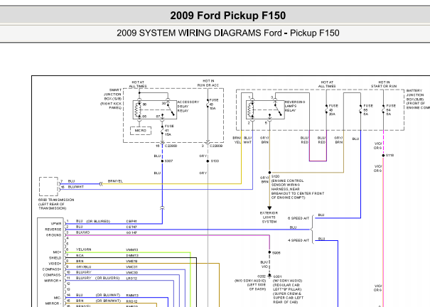 2009年福特猛禽F150后视镜电路图
