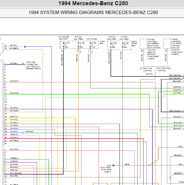 1994年奔驰C280 空调电路图.