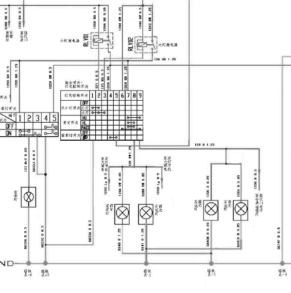 北汽威旺306灯光电路图