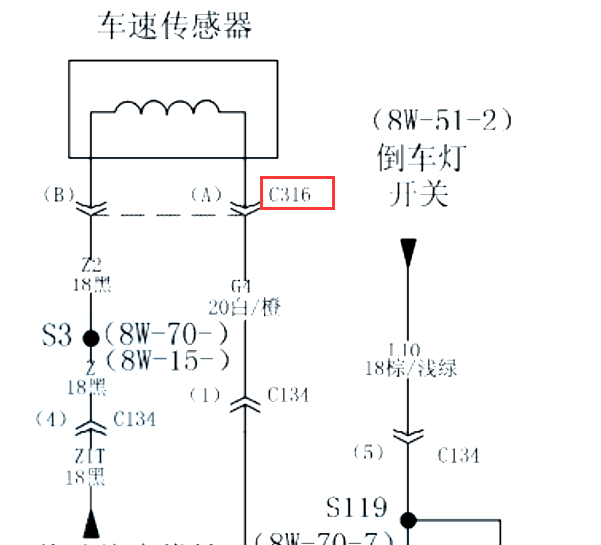 北汽勇士车速传感器电路图
