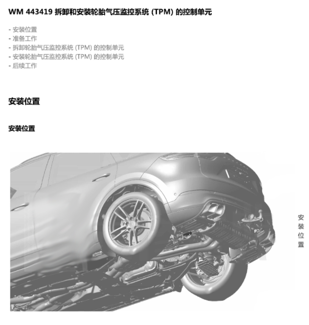 19年保时捷CAYENNE胎压监测电脑位置图[