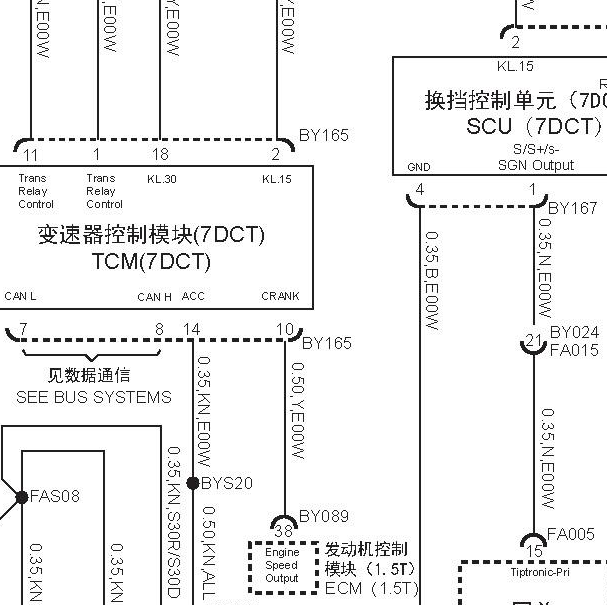 2017-2019年荣威RX5 变速箱换挡电路图