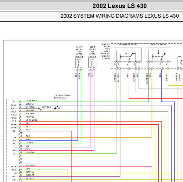 2002年雷克萨斯LS430 ABS电路图
