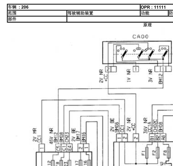 标致206制动液位传感器电路图