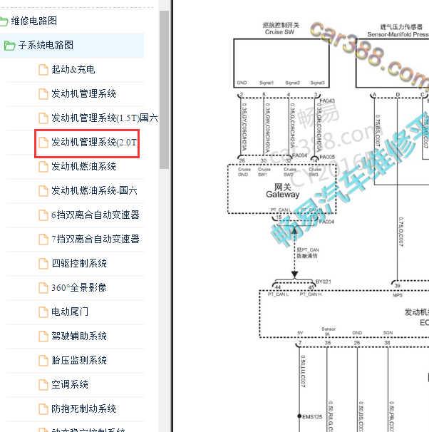 2017-2019年荣威RX5 网关电路图