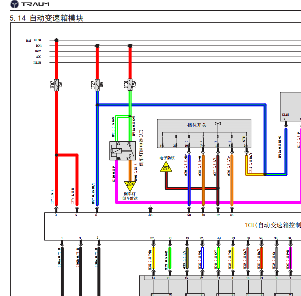 2018年君马塞克5变速箱电脑电路图
