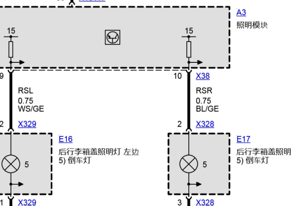 2003年宝马X3倒车灯线路图