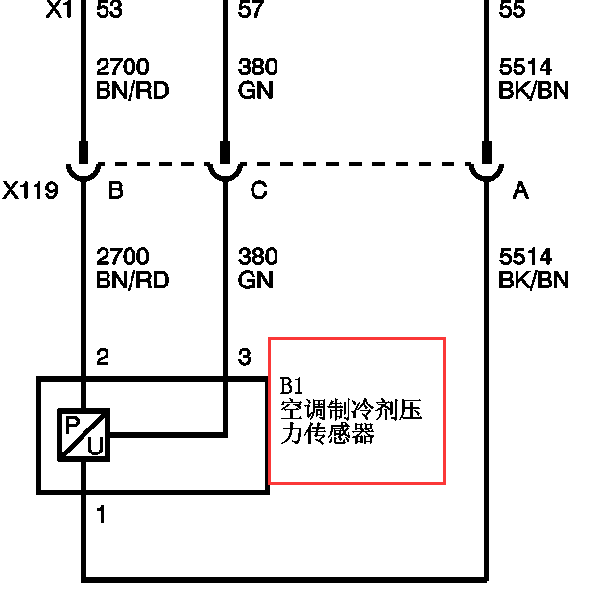 2011年别克君越空调压力传感器