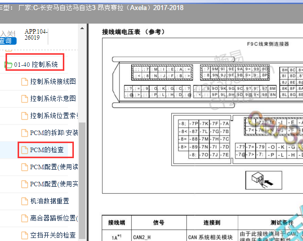 2016年马自达昂克赛拉发动机电脑版针脚图