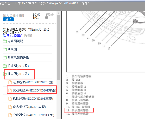 2017年长城风骏5水温传感器位置