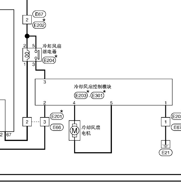 2011年日产Tiida发动机电子扇电路图