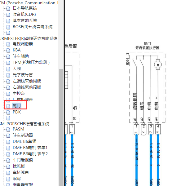 2015年保时捷981后备箱开启电路图