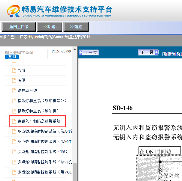 2011年现代圣达菲无钥匙进入电路图.