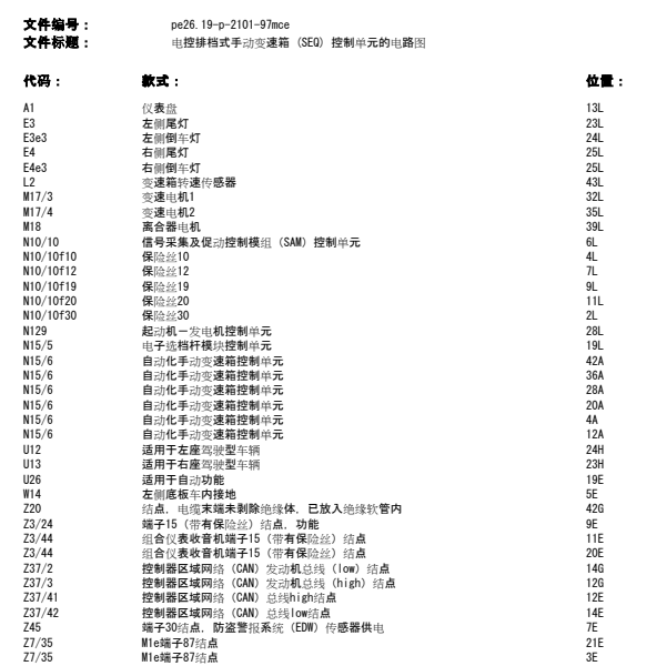 2014年奔驰SMART变速箱电路图