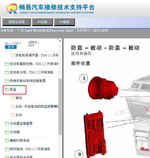 2015年路虎发现神行防盗部件位置