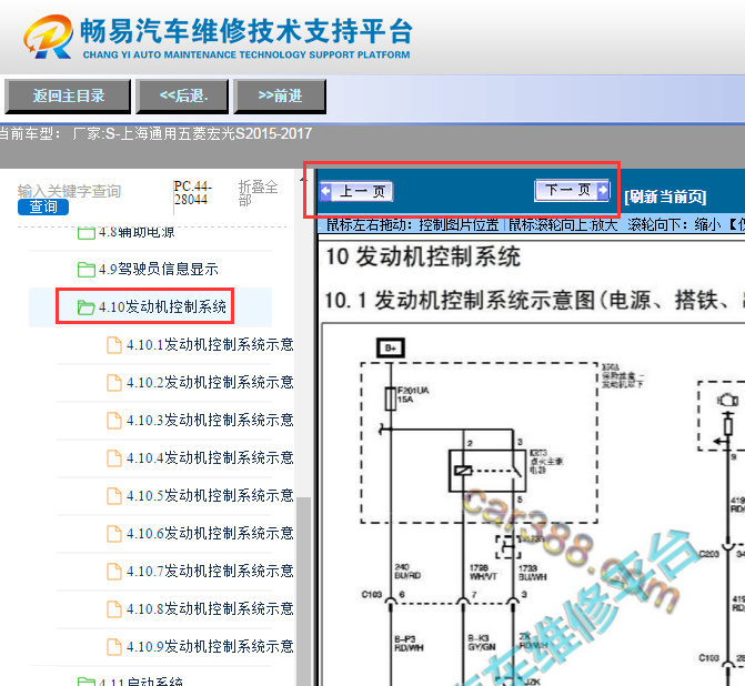 2015-2017年五菱宏光S发动机电路图资料