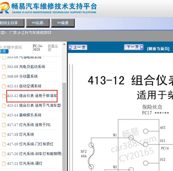 2012年江铃域虎仪表电路图