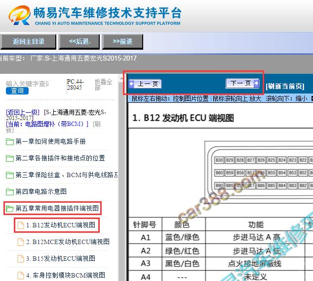 2015-2017年五菱宏光S发动机针脚资料