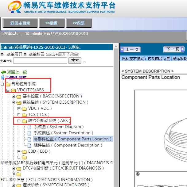 2010年Infiniti(英菲尼迪)EX25ABS传感器位置
