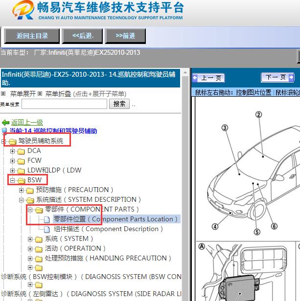 2012年Infiniti(英菲尼迪)EX25倒车影像位置图