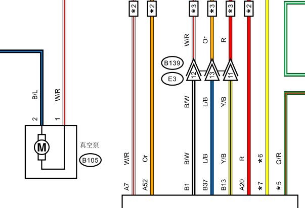 2016年斯巴鲁傲虎刹车真空泵电路图和保险位置