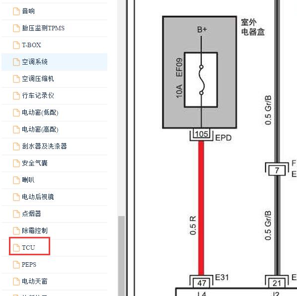2014-2018年江淮瑞风S3变速箱电路图