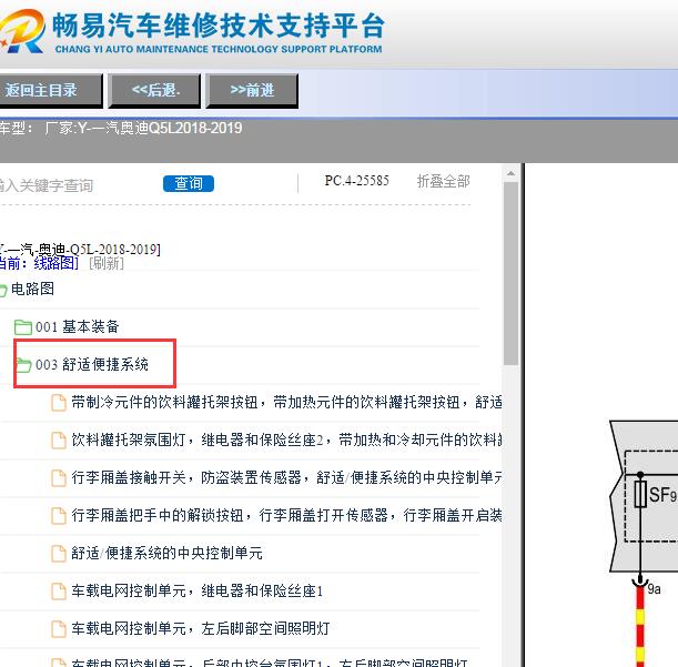 2018年奥迪Q50L舒适系统模块电路图