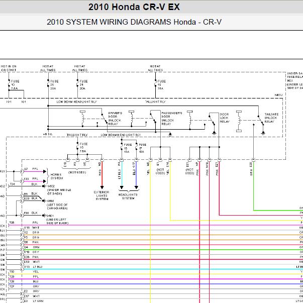 2010年现代CRV 中控门锁电路图