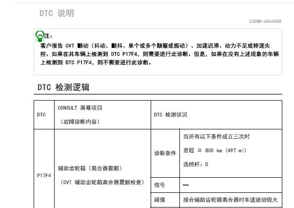 2020年日产轩逸P17F4故障码资料