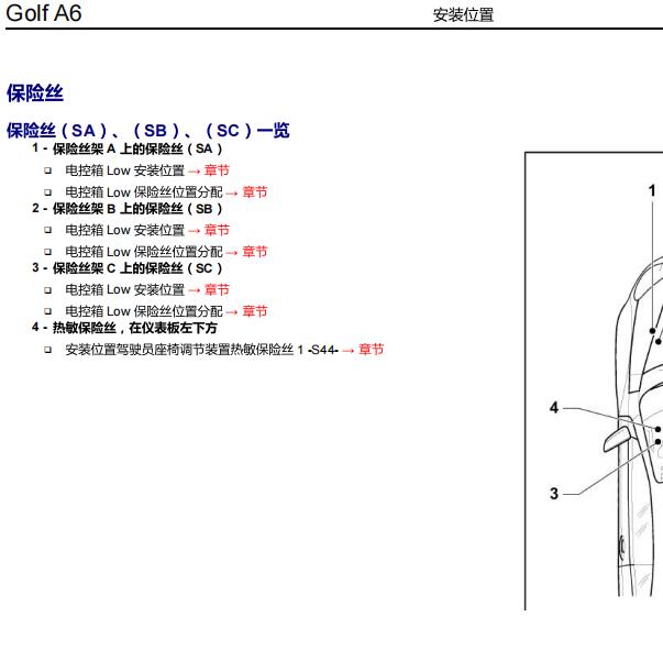 2011年大众高尔夫保险丝定义