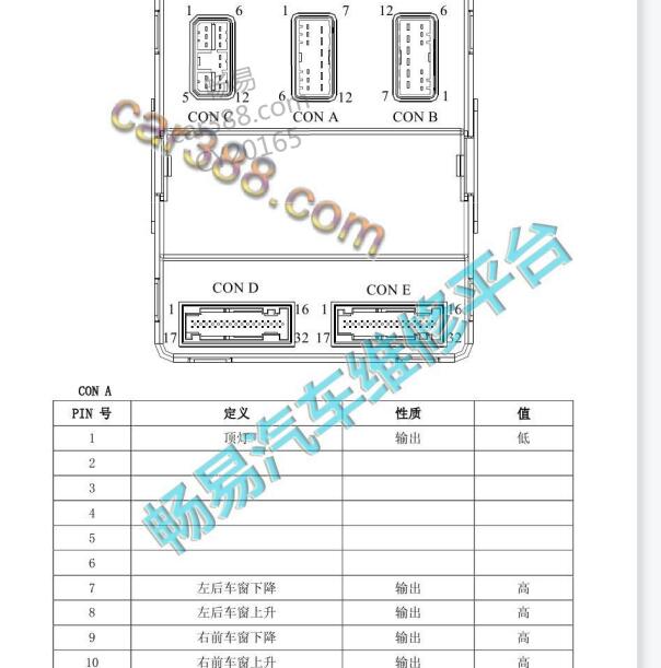 2013年众泰Z300车身针脚及遥控电路图