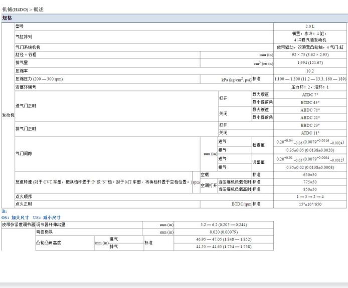 2006年斯巴鲁力狮发动机EJ20气门间隙