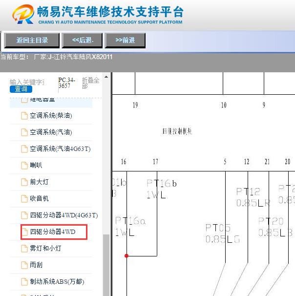 2011年陆风X6 柴油版四驱电路图