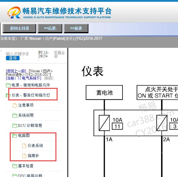 2017年日产途乐指示灯电路图
