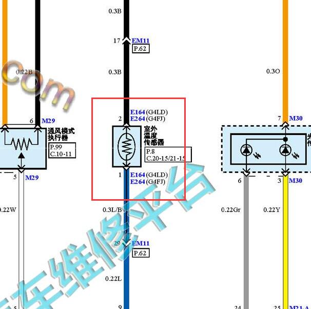 2018-2019年现代菲斯塔 室外温度传感器电路图