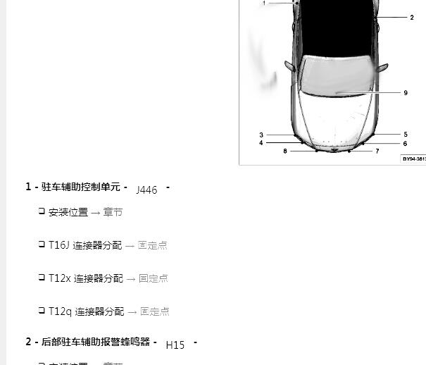 2013年宾利欧陆倒车雷达系统部件位置