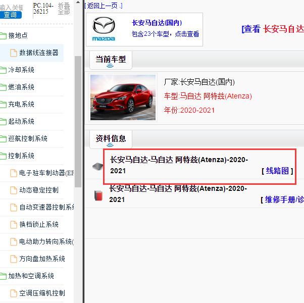 2020-2021年马自达阿特兹电路图