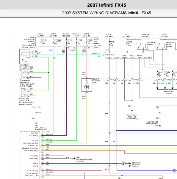 2007年英菲尼迪防FX45盗电路图