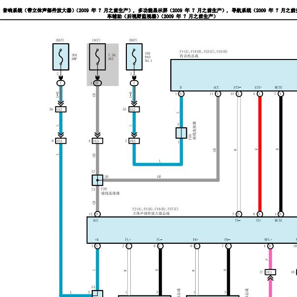 2008年丰田酷路泽音响系统电路图