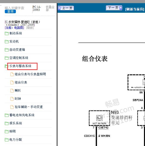 2007-2009年福特蒙迪欧仪表电路图