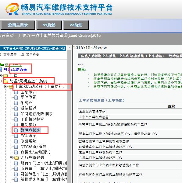 2015年丰田酷路泽智能进入故障诊断