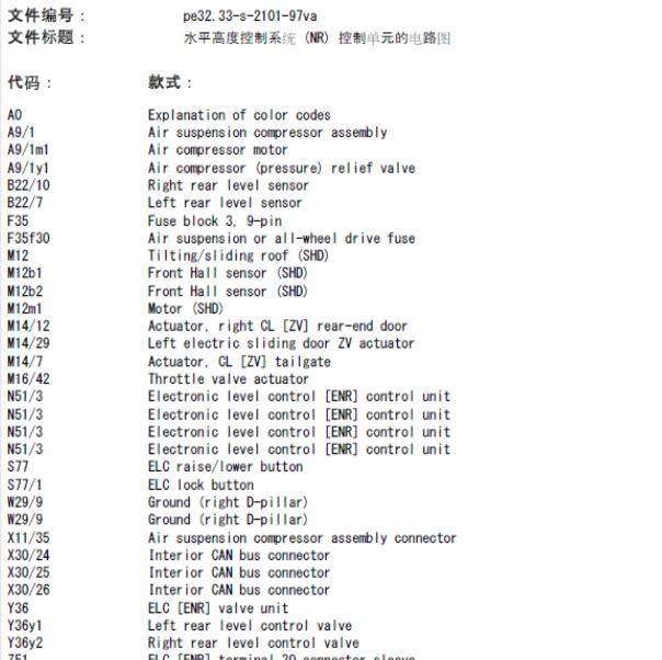 2007年奔驰威霆 悬架高度控制电路图